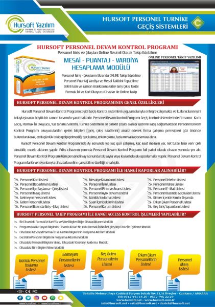 HURSOFT FACE200 YÜZ TANIMA SİSTEMİ (1500 YÜZ - 2000 KART OKUMA ÖZELLİĞİ) + HURSOFT PERSONEL DEVAM PROGRAMI ÜCRETSİZ