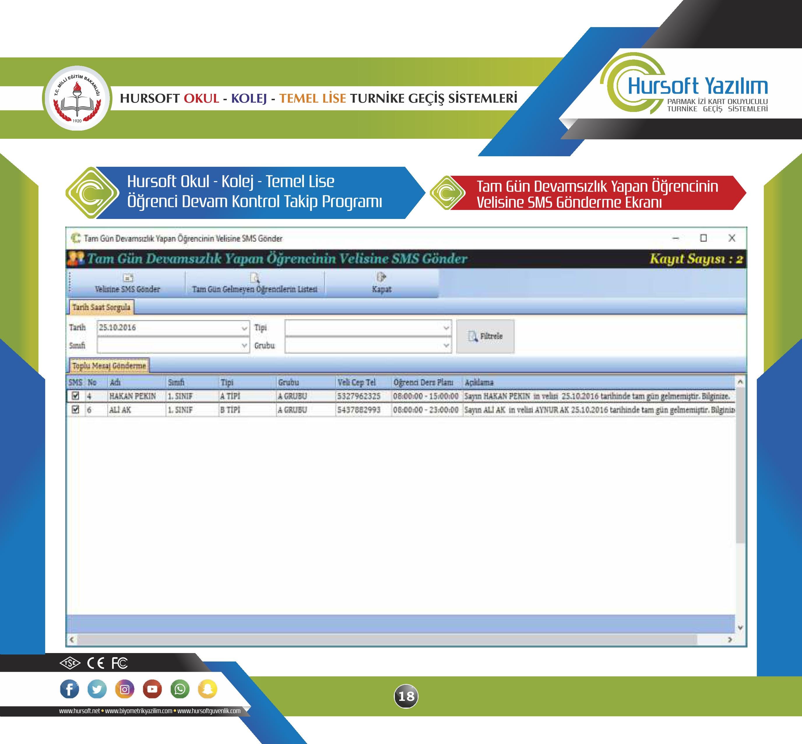 OKUL TURNİKE SİSTEMLERİ - VELİYE SMS BİLDİRİM