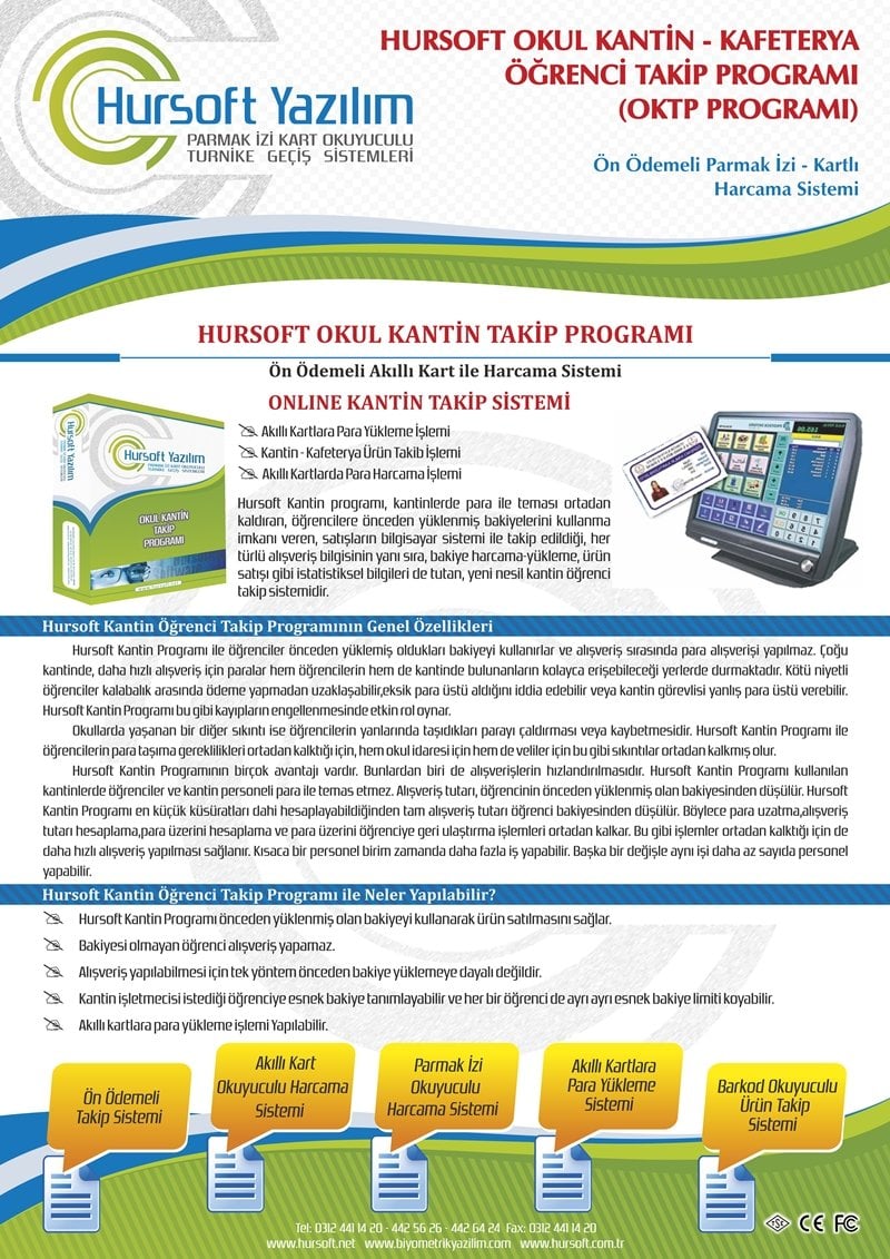 Okul Kantin Takip Programı Broşürü