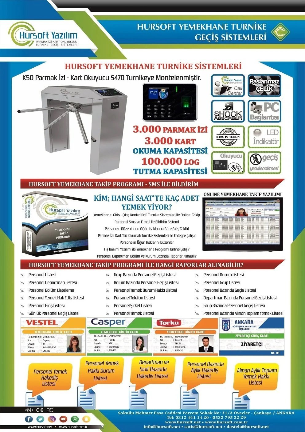 PARMAK İZLİ TURNİKE SİSTEMLERİ YEMEKHANE