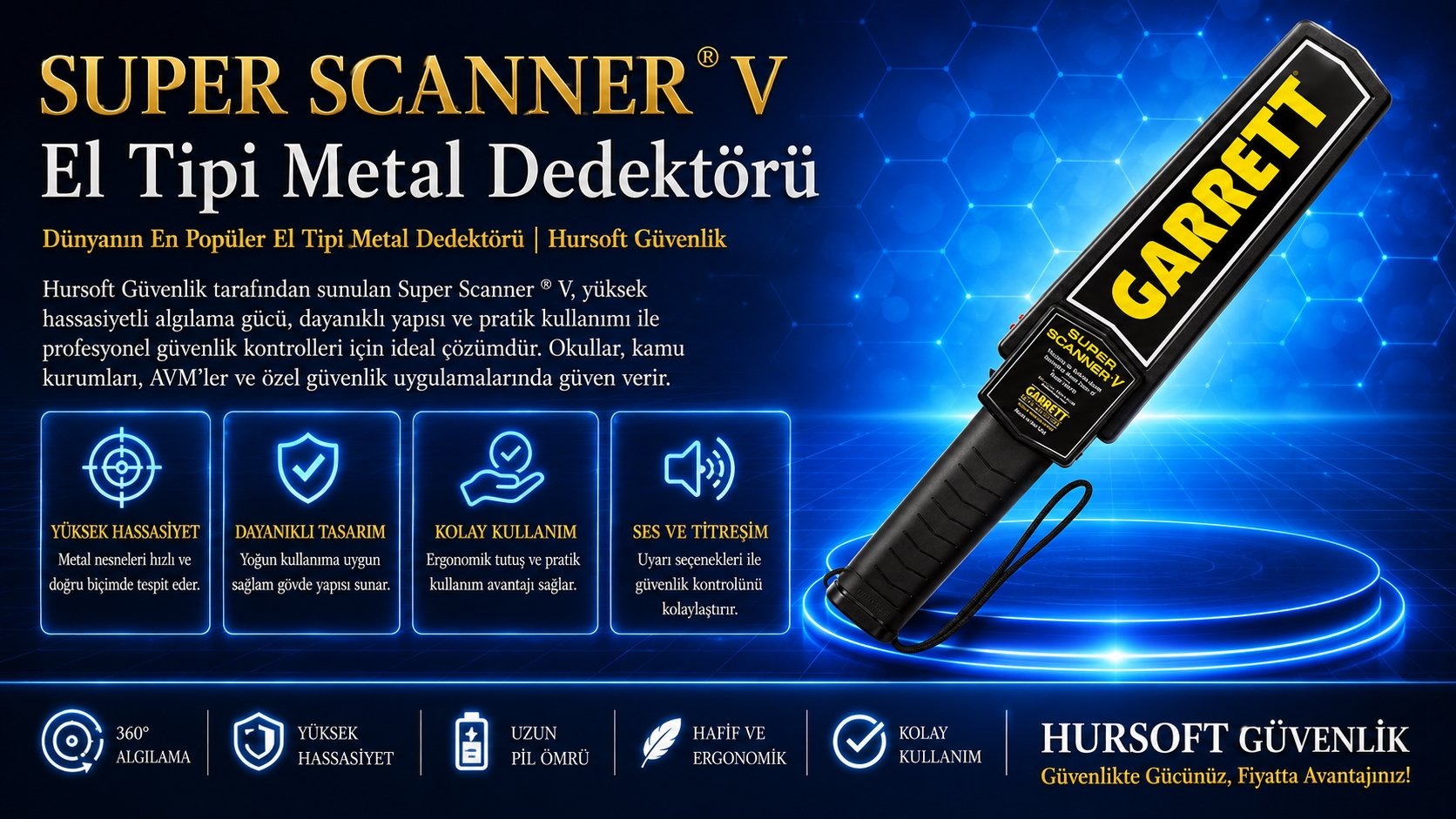 El Tipi Üst Metal Dedektörü
