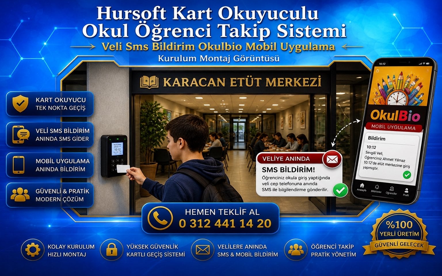 Kart Okuyuculu Okul Öğrenci Takip Sistemi Kurulum Montaj