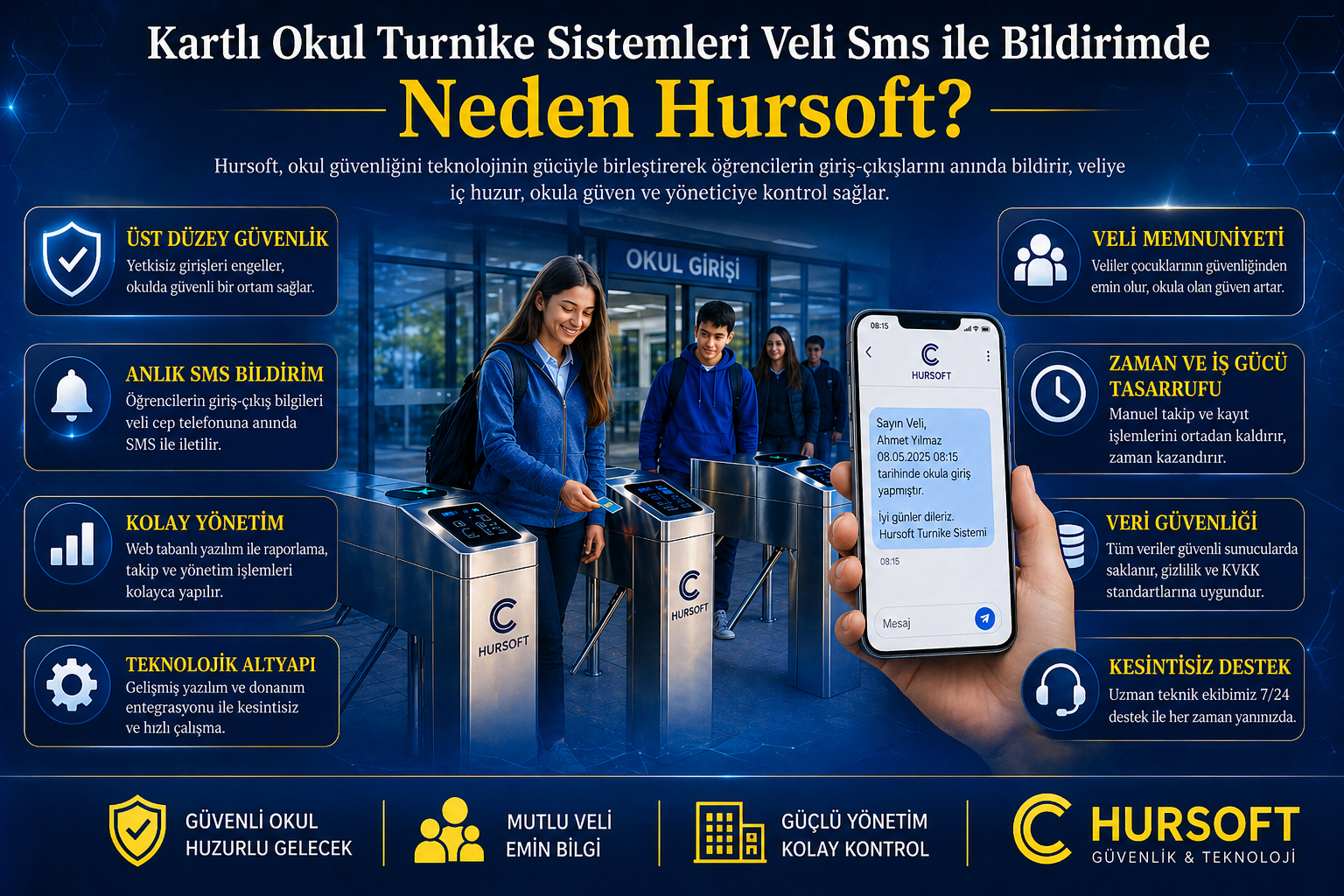 Kartlı Okul Turnike Sistemleri Veli Sms Bildirim