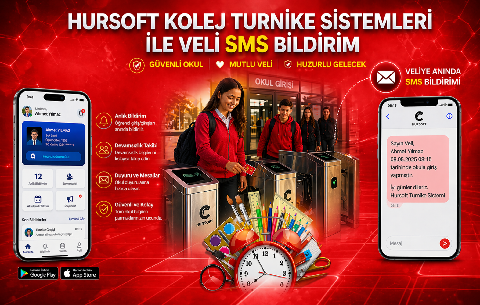 Kolej Turnike Sistemleri ile Öğrenci Girişinde Veliye SMS