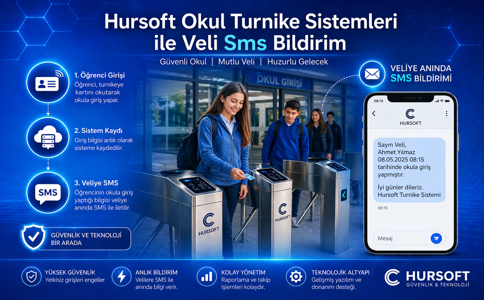 Okul Turnike Sistemleri ile Veli SMS Bildirim ve Okulbio Mobil Uygulama