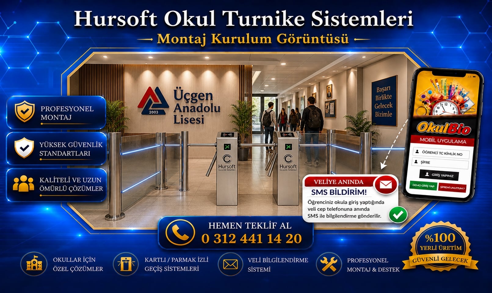 Hursoft okul turnike sistemi 81 ilde kurulum ve teknik servis