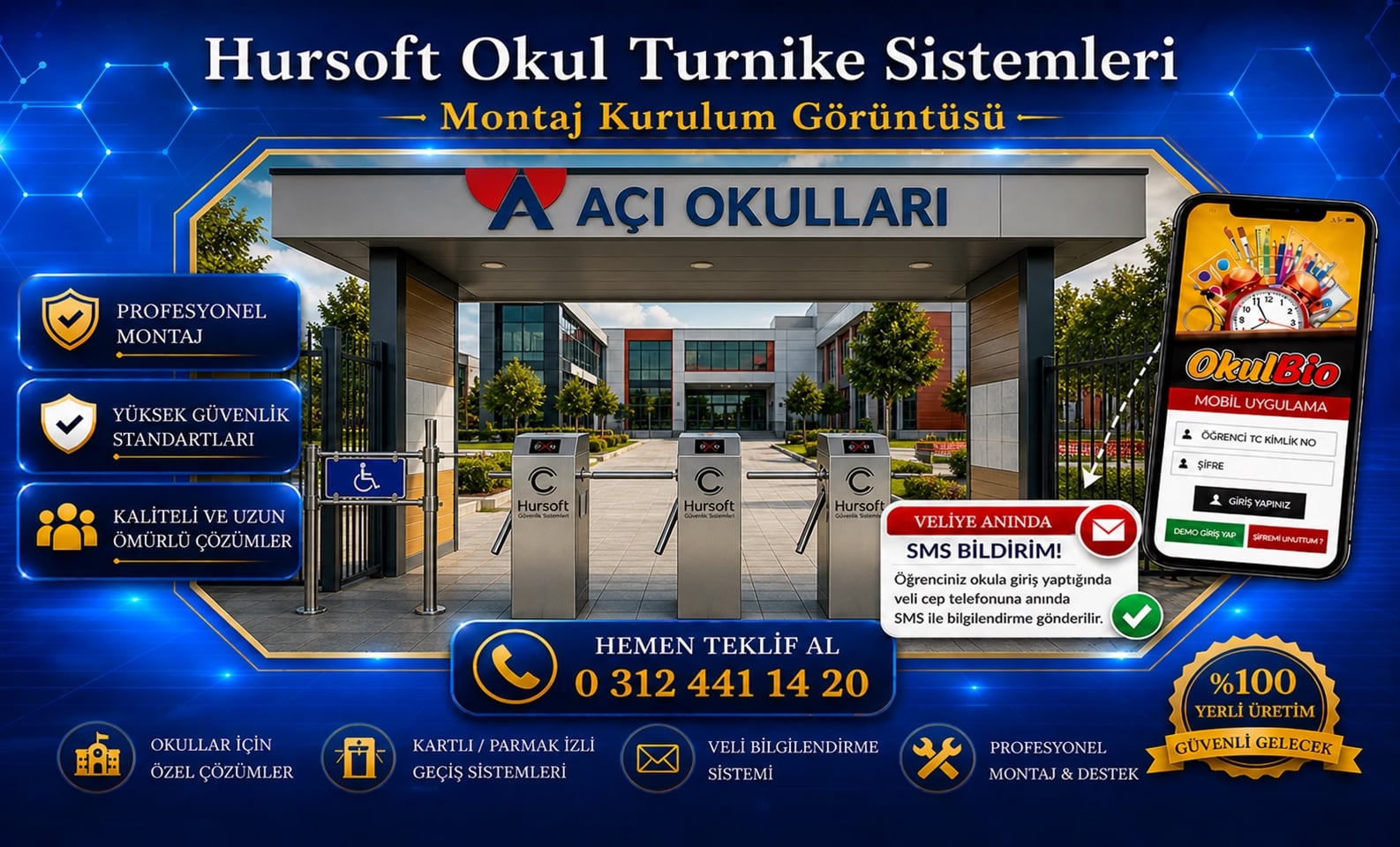 Okul turnike fiyatları, kart okuyucu ve profesyonel montaj sistemi
