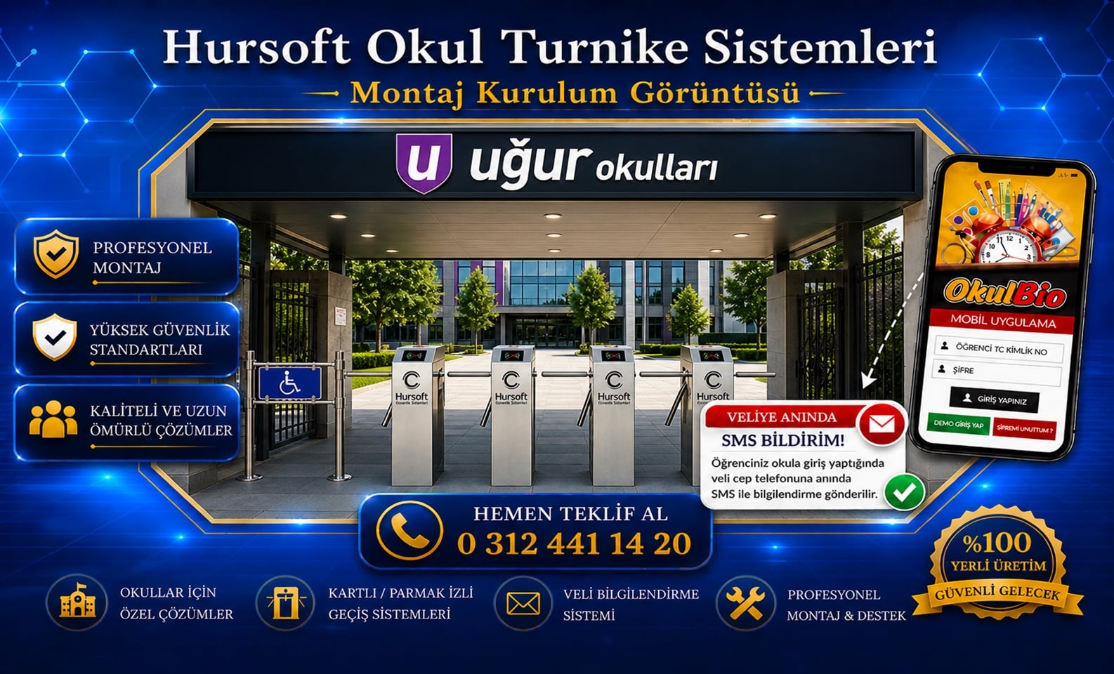 Hursoft okul turnike sistemi ile öğrenci giriş çıkış ve veli bilgilendirme