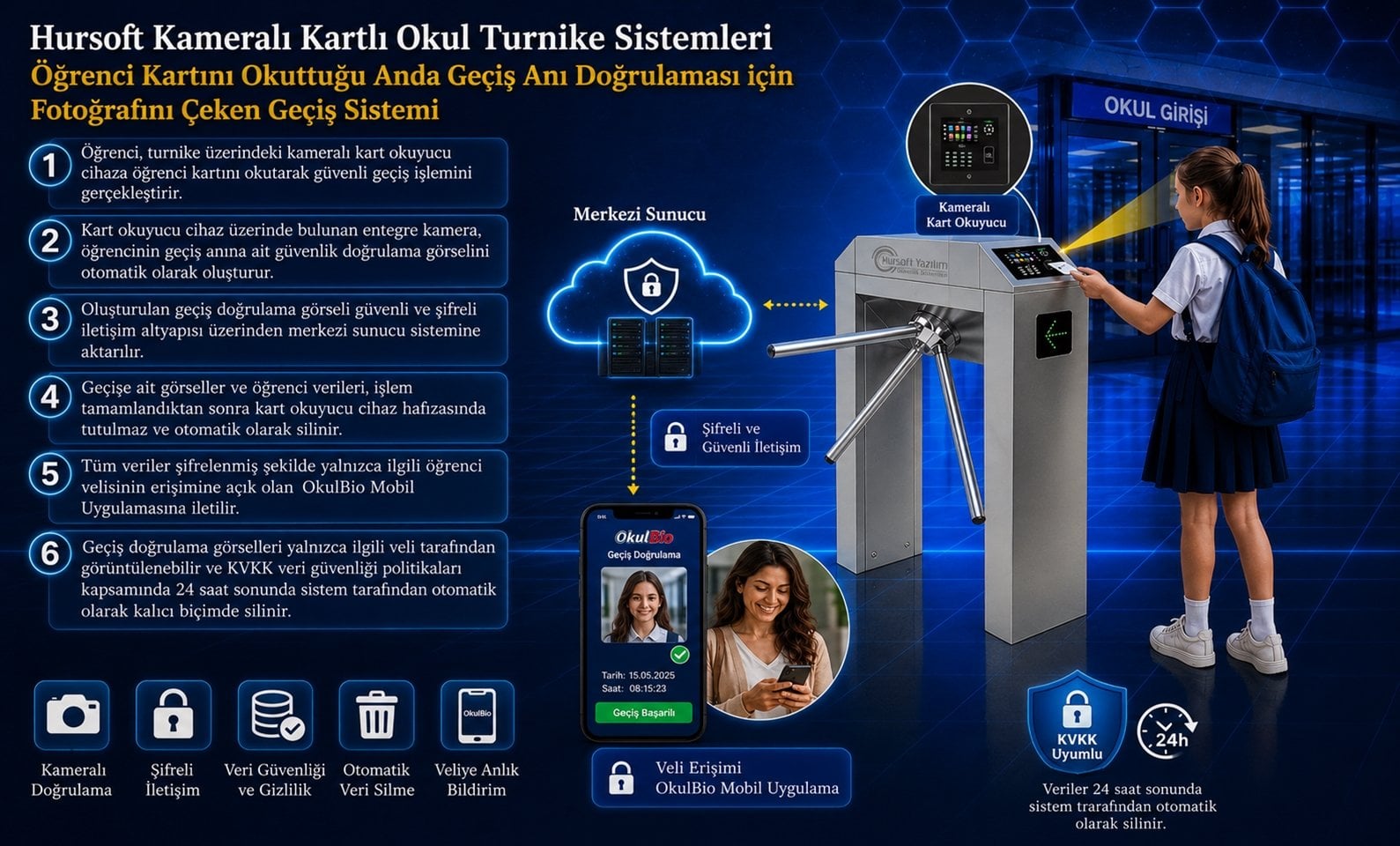 Kameralı Kartlı Okul Turnike Sistemi