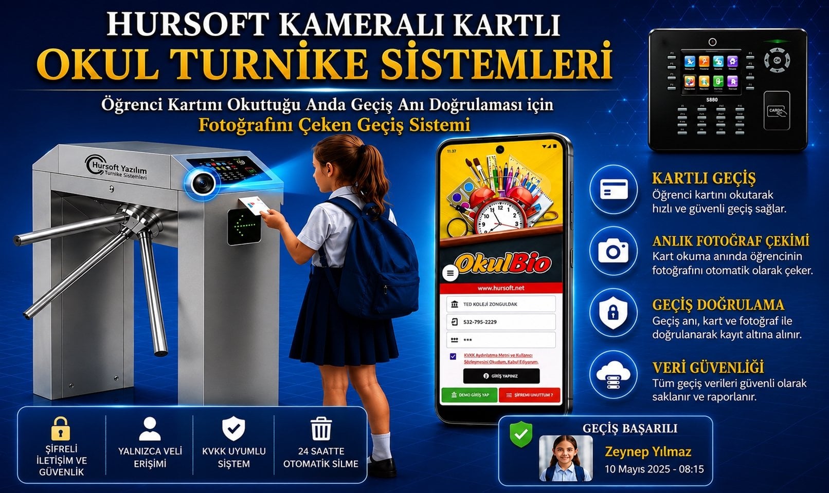 Kameralı Kartlı Okul Turnike Sistemleri