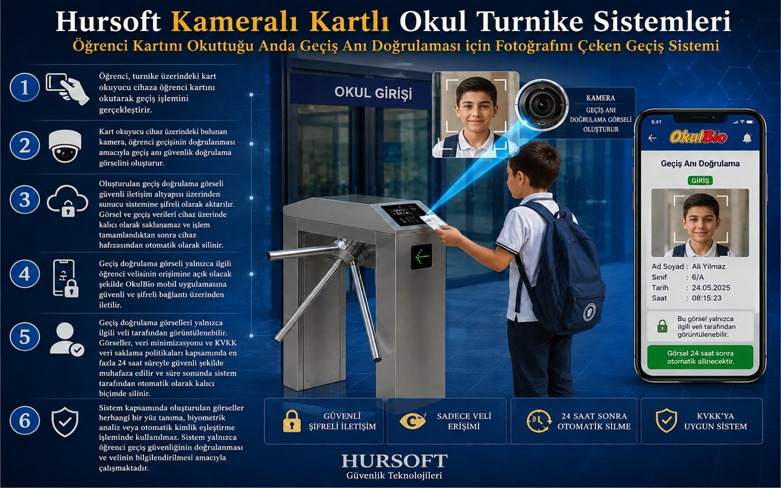 Kameralı Kartlı Okul Turnike Sistemi