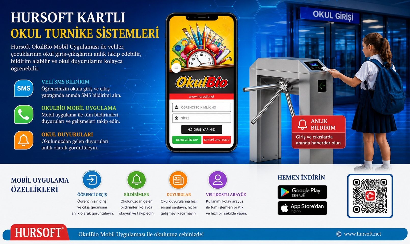Mobil Bildirimli Okul Turnike Sistemleri