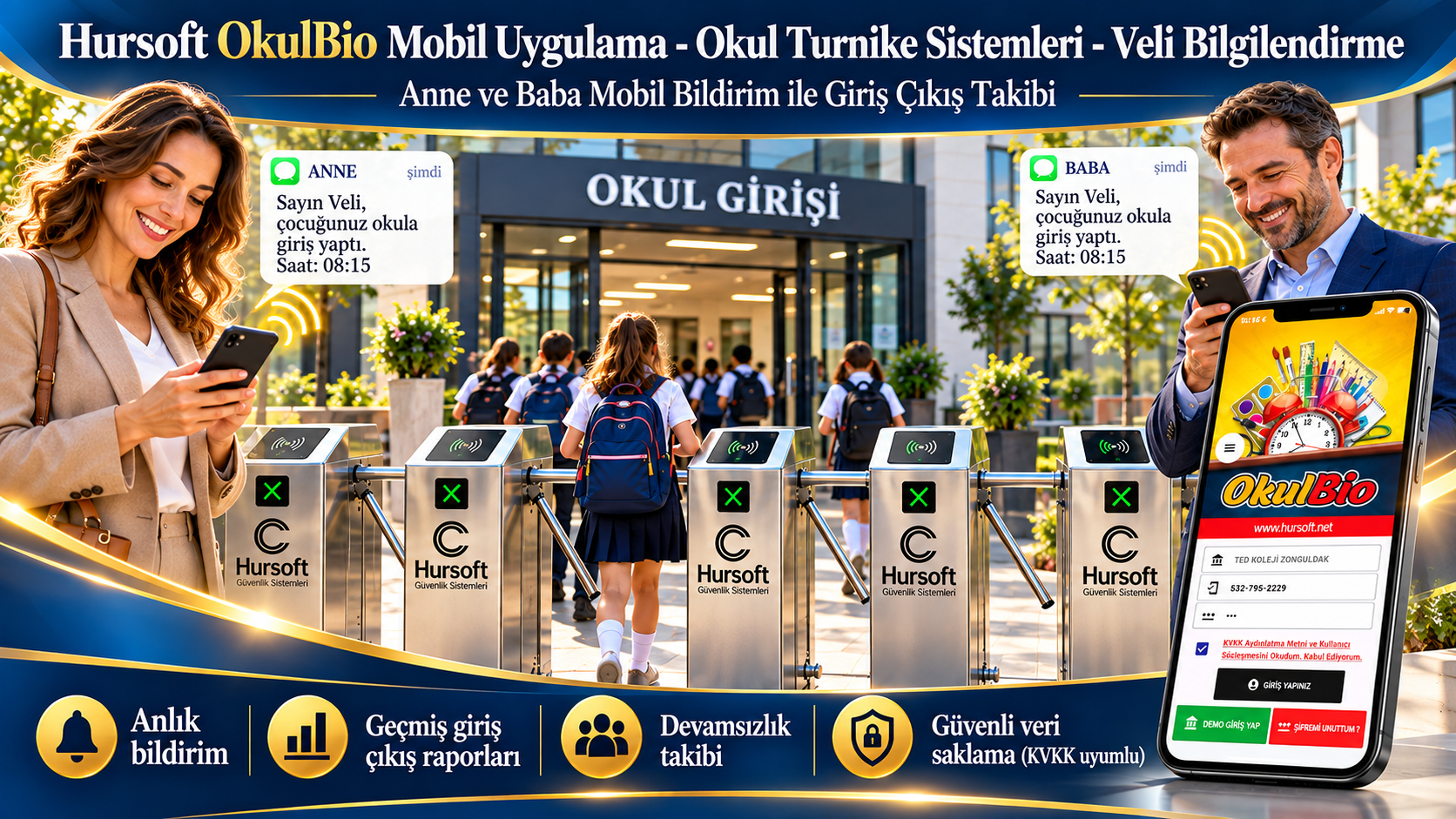 Okul Turnike Sistemleri - OkulBio Mobil Uygulama Bildirim