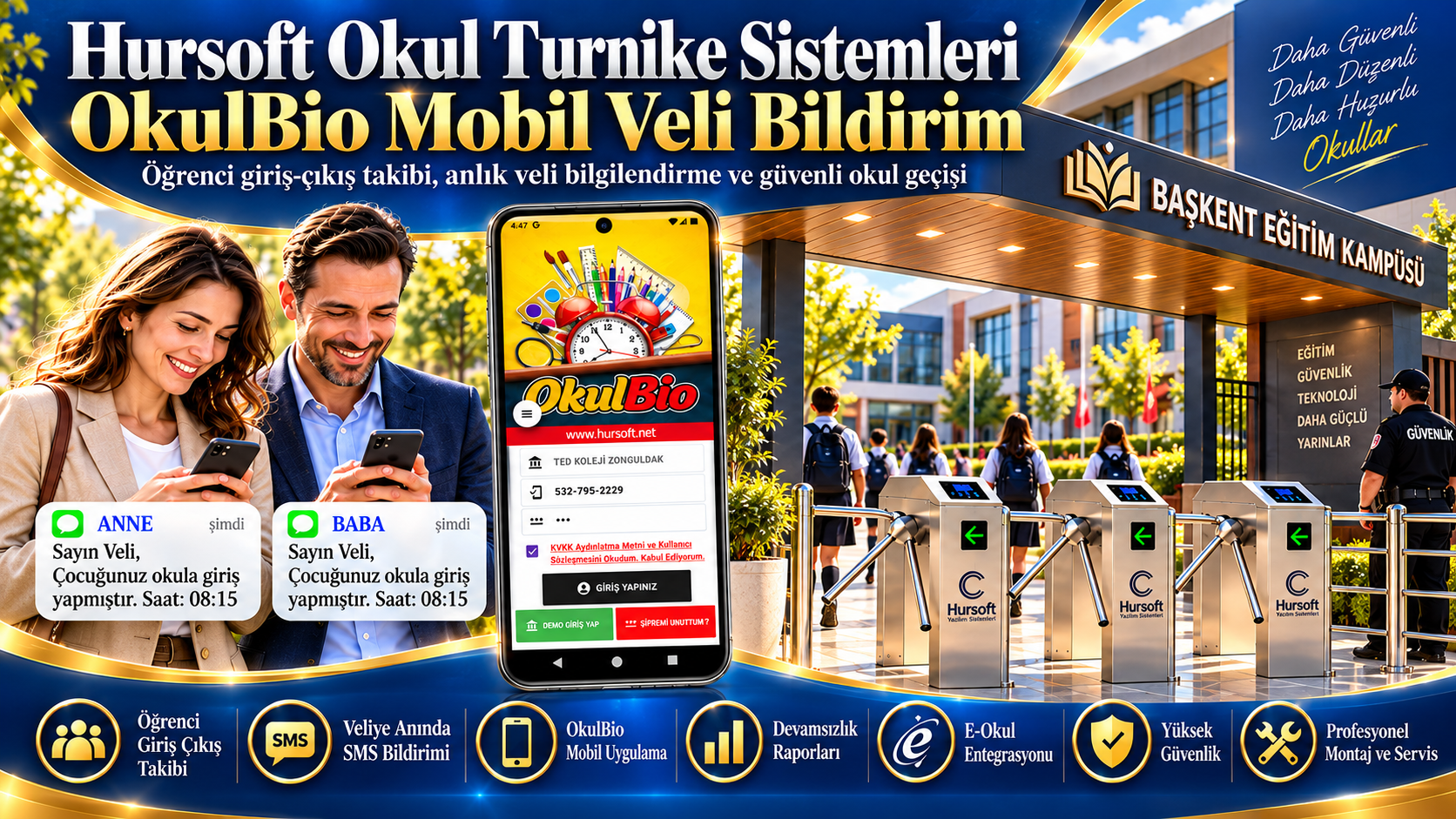 Okul Turnike Sistemleri OkulBio Mobil Veli Bildirim