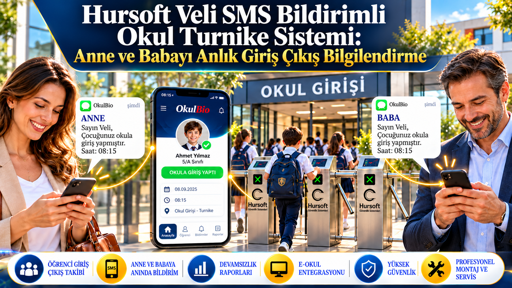 Veli SMS Bildirimli Okul Turnike Sistemi: Anlık Giriş Çıkış Bilgilendirme