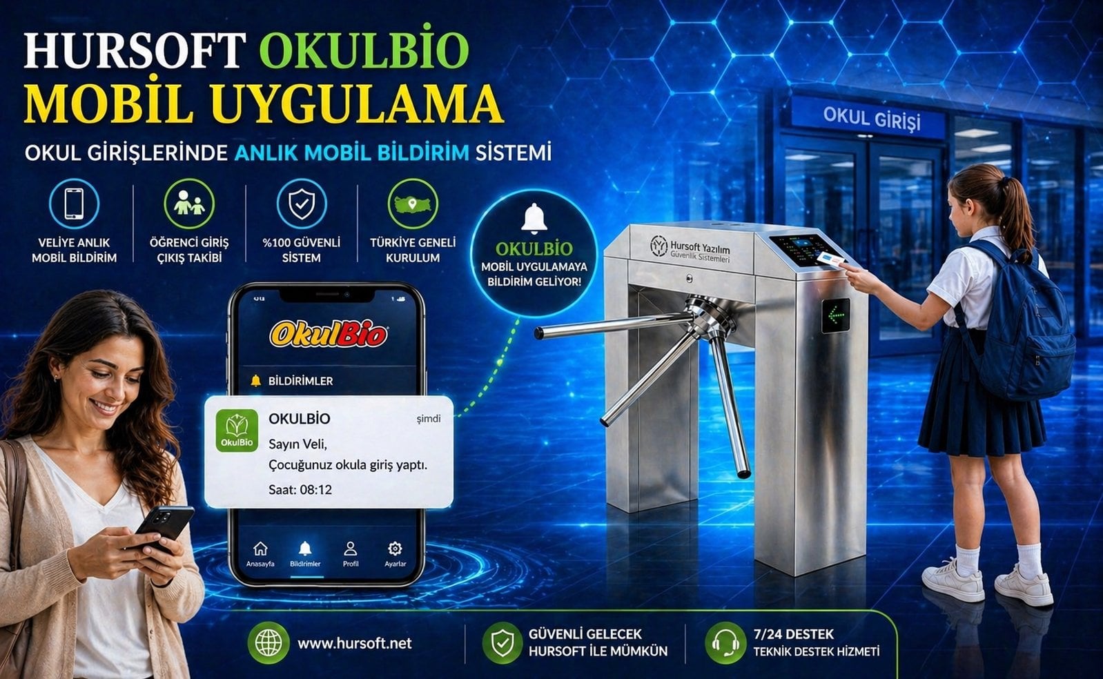 OkulBio Mobil Uygulama ile Okul Turnike Sistemleri ve Veli Bildirim