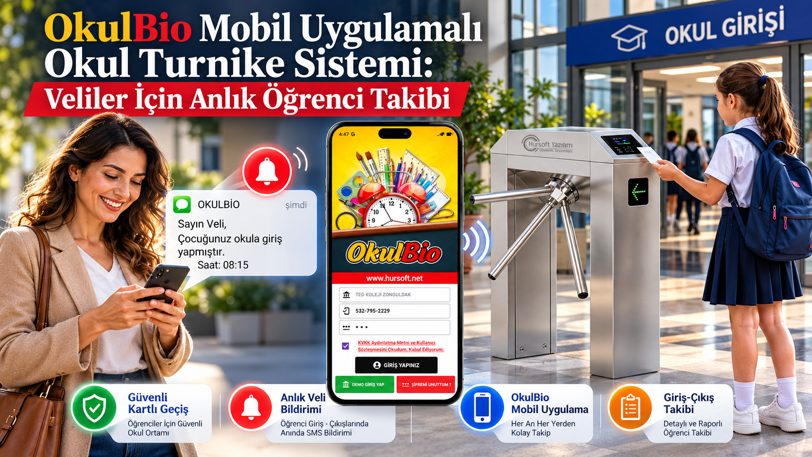 OkulBio Mobil Uygulamalı Okul Turnike Sistemi