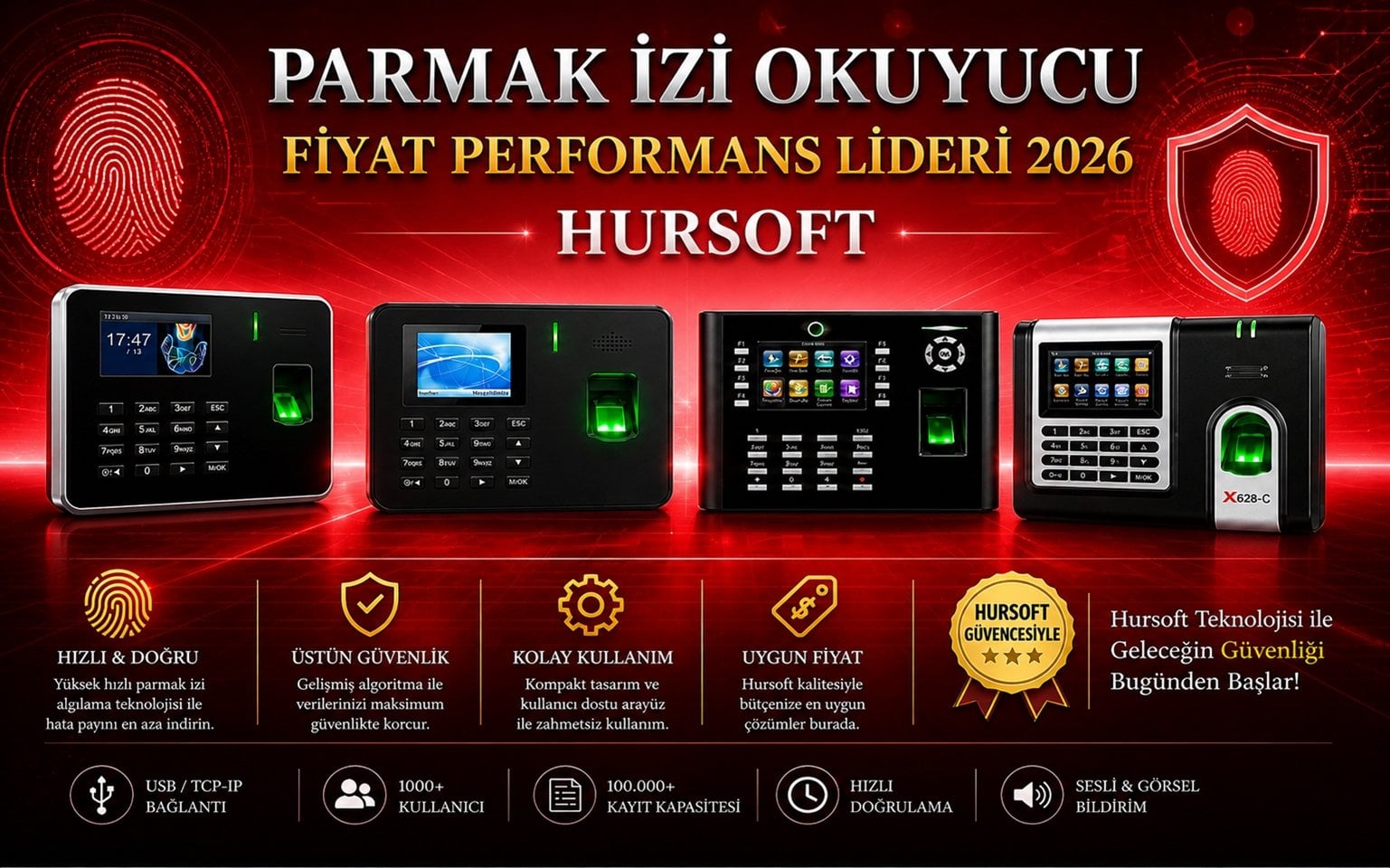 Parmak İzi Okuyucu Fiyat Performans Lideri 2026 Hursoft