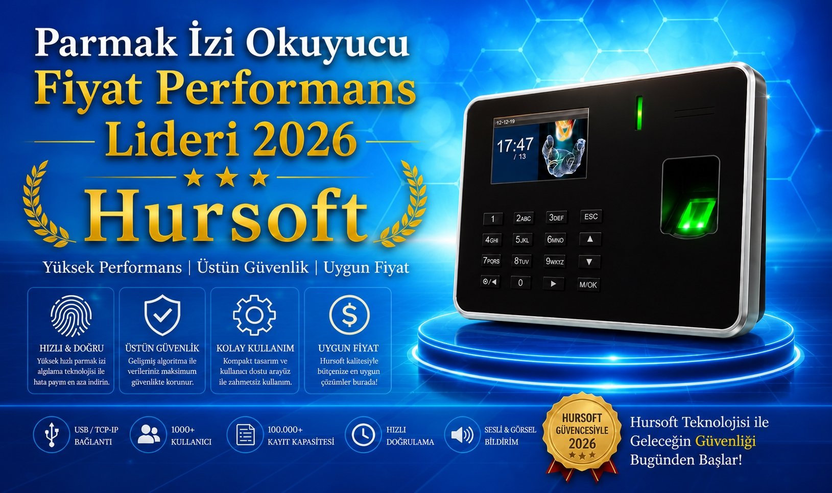 Parmak İzi Okuyucu Fiyat Performans Lideri 2026 Hursoft