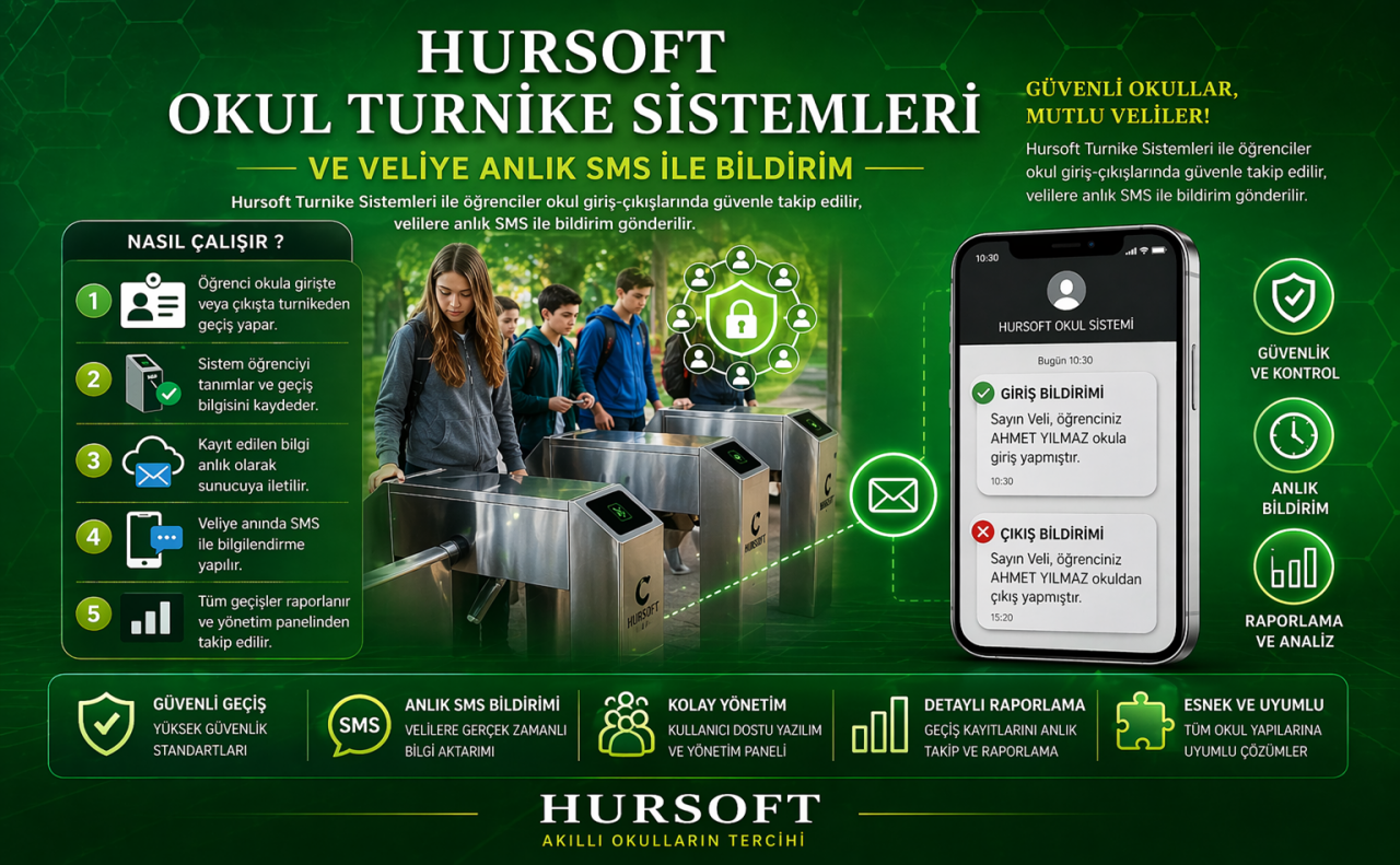 Hursoft Okul Turnike Sistemleri Veli Sms ile Bildirim Sistemleri