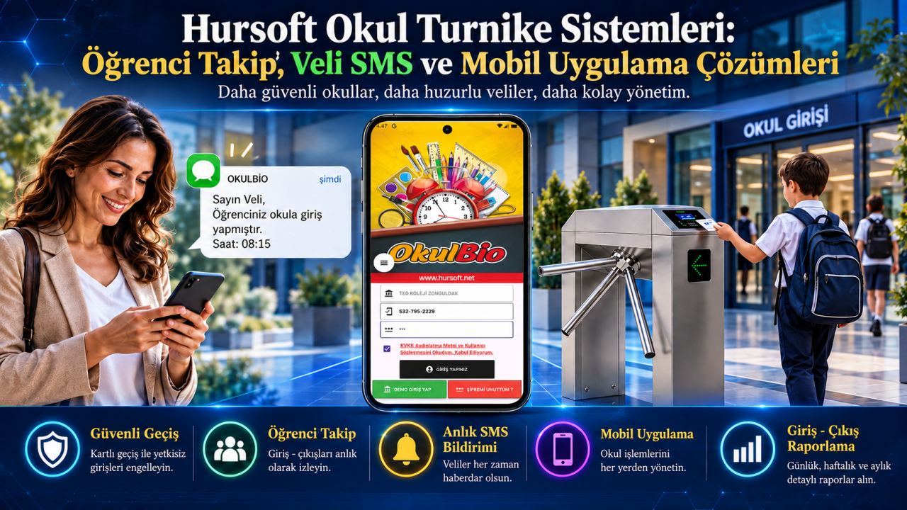 Okul Turnike Sistemleri: Öğrenci Takip, Veli SMS ve Mobil Uygulama Çözümleri