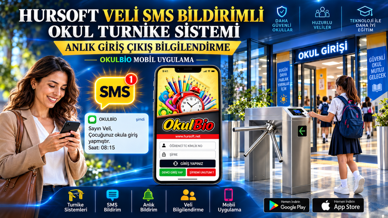 Veli SMS Bildirimli Okul Turnike Sistemi: Anlık Giriş Çıkış Bilgilendirme