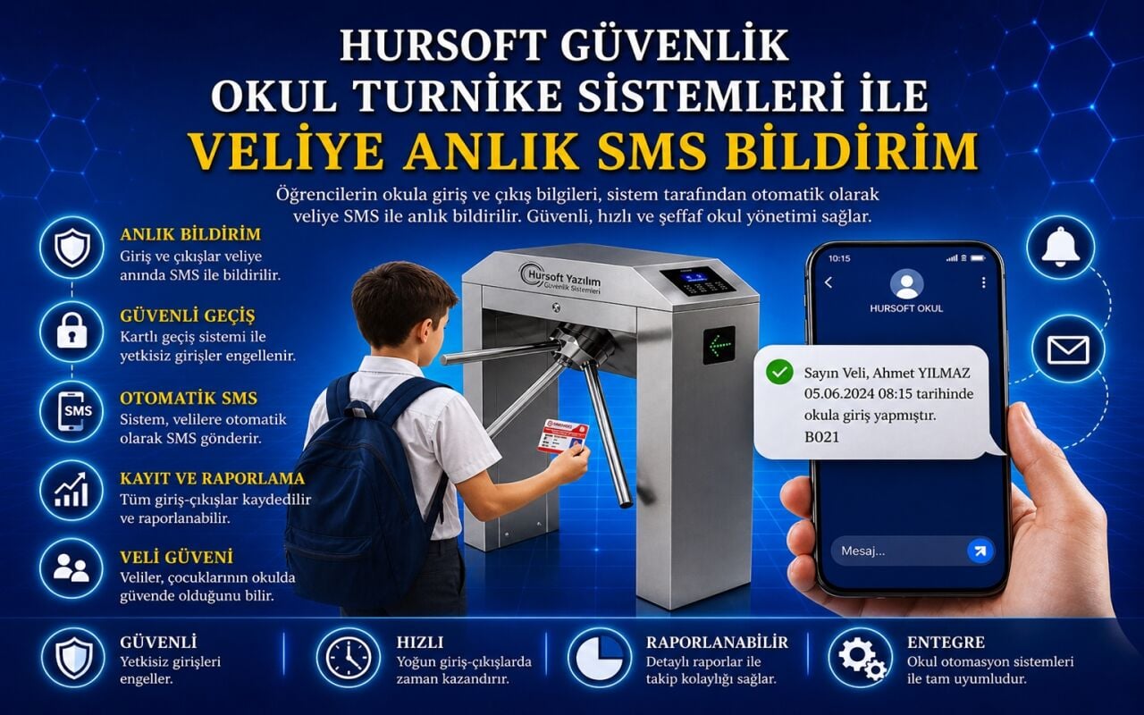 Öğrenci Okula Girince Veliye SMS Giden Turnike Sistemi | Hursoft