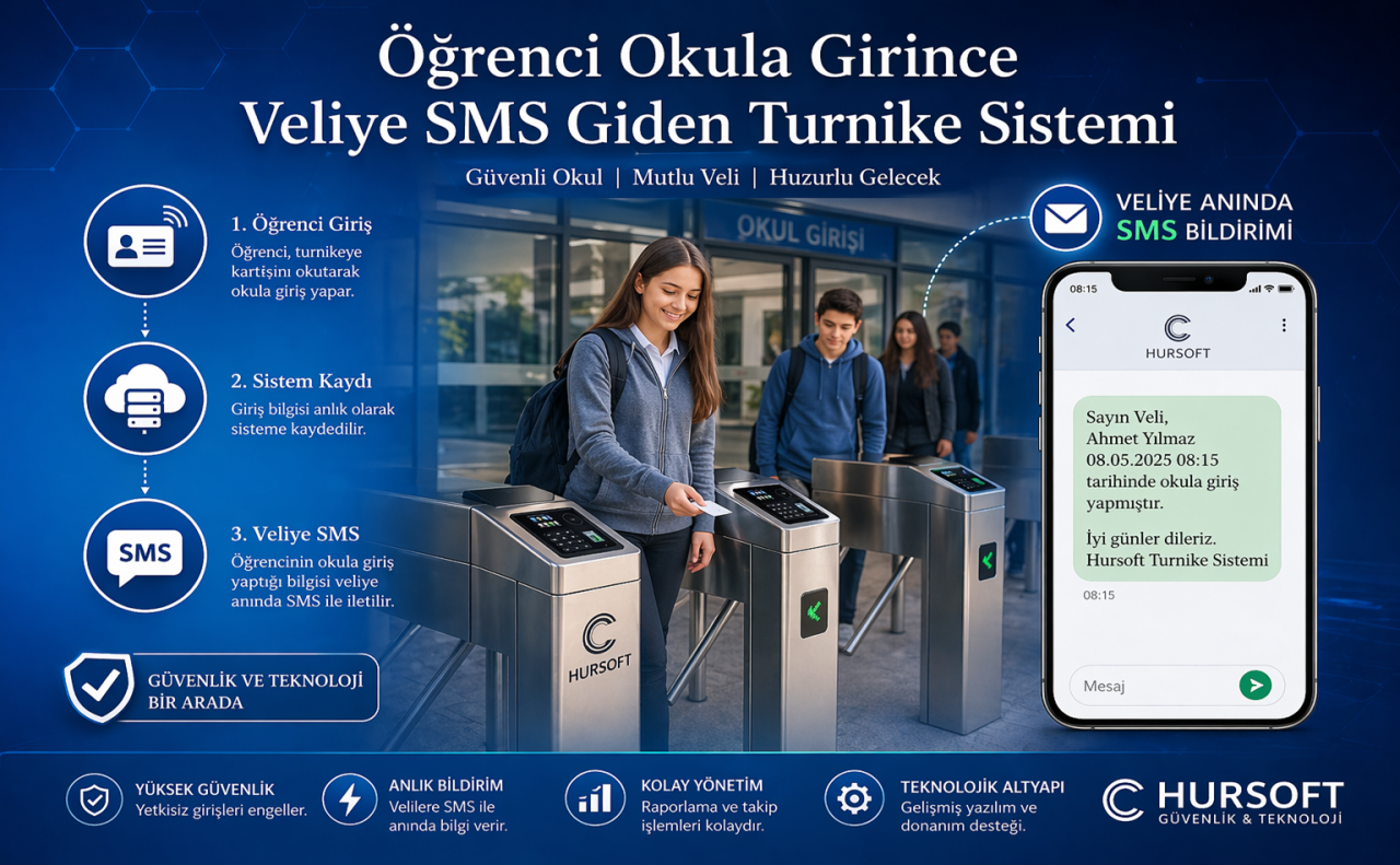 Öğrenci Okula Girince Veliye SMS Giden Turnike Sistemi | Hursoft