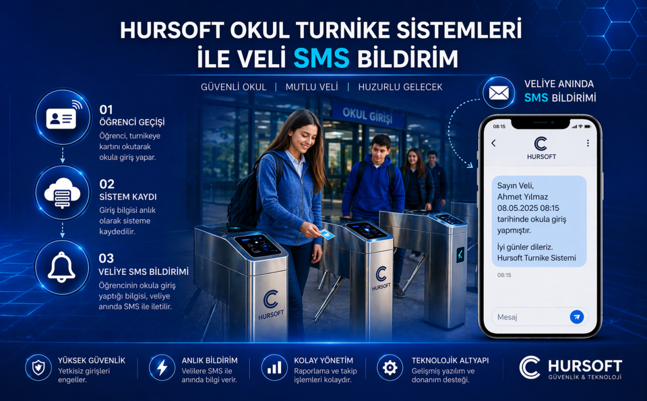 Öğrenci Okula Girince Veliye SMS Giden Turnike Sistemi | Hursoft