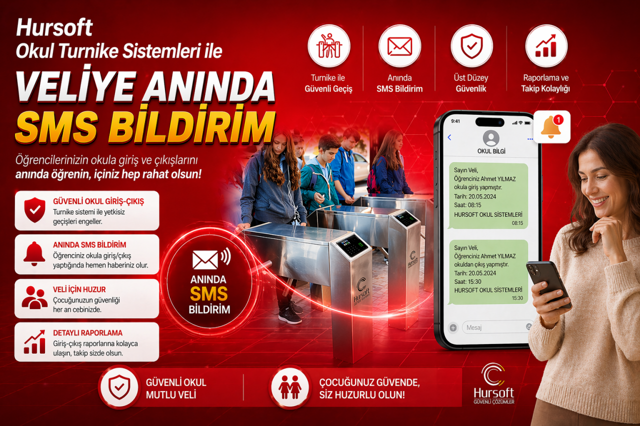 Hursoft Okul Turnike Sistemleri ile Veliye Anında SMS Bildirim