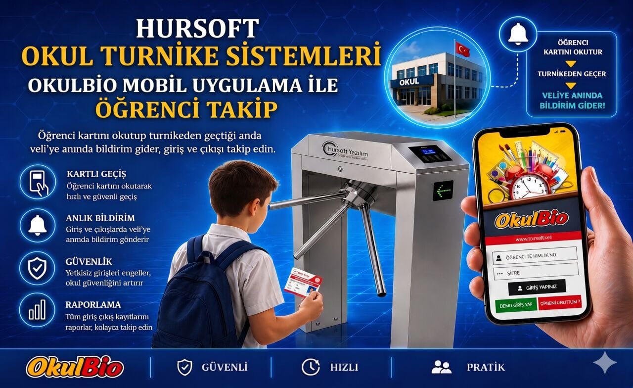 Hursoft Okul Turnike Sistemleri ile Veli Mobil Uygulama Anlık Bildirim
