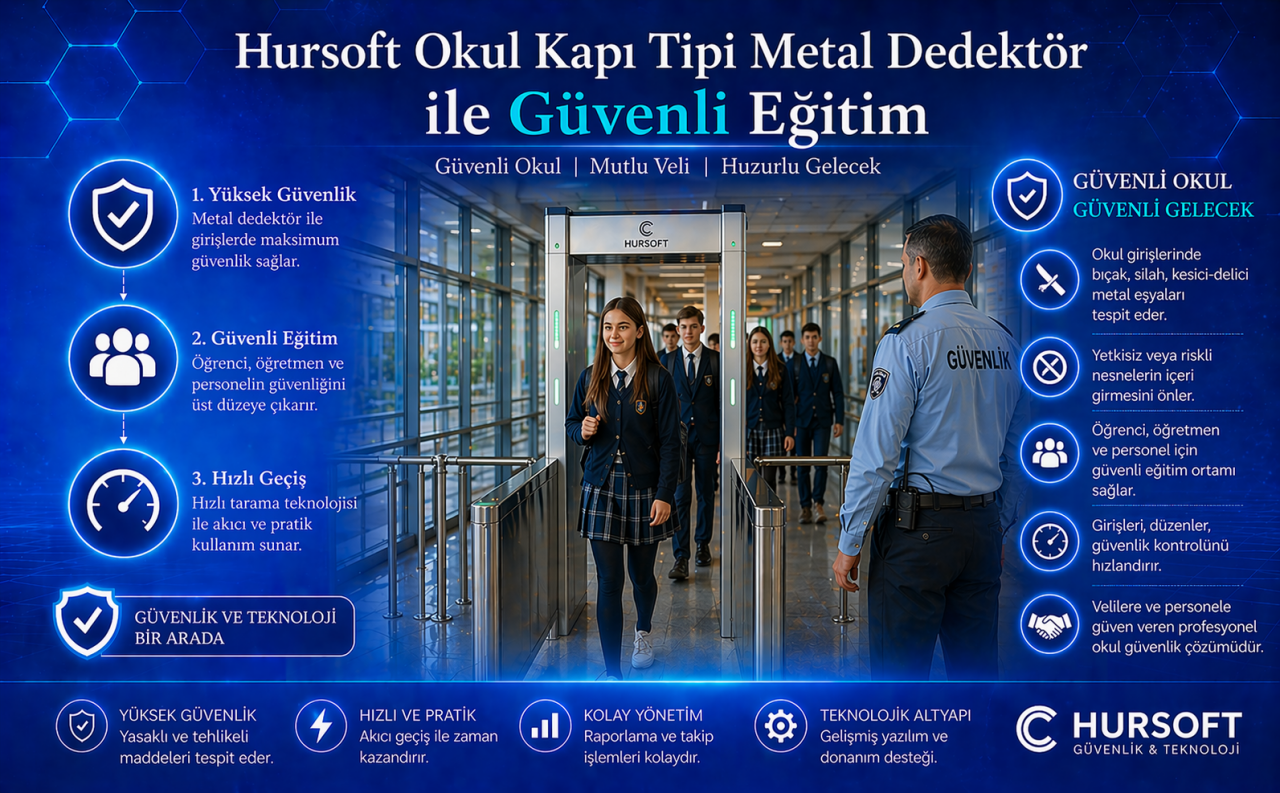 Hursoft Okul Kapı Tipi Metal Dedektör ile Güvenli Eğitim