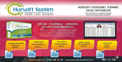 HURSOFT PERSONEL DEVAM KONTROL PROGRAMI  ( PARMAK İZİ - KARTLI - YÜZ TANIMALI - TURNİKE GEÇİŞ SİSTEMLİ)