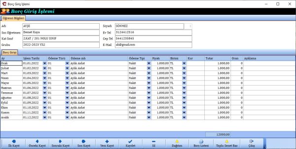 HURSOFT ANAOKULU MUHASEBE TAKİP PROGRAMI ( SINIRSIZ ÖĞRENCİ KAYIT KAPASİTELİ)