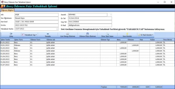HURSOFT ANAOKULU MUHASEBE TAKİP PROGRAMI ( SINIRSIZ ÖĞRENCİ KAYIT KAPASİTELİ)