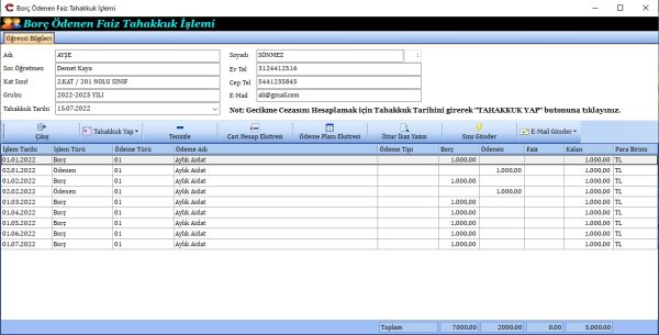 HURSOFT ANAOKULU MUHASEBE TAKİP PROGRAMI ( SINIRSIZ ÖĞRENCİ KAYIT KAPASİTELİ)