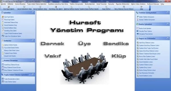HURSOFT DERNEK MUHASEBE TAKİP PROGRAMI (SINIRSIZ ÜYE KAYIT KAPASİTELİ)
