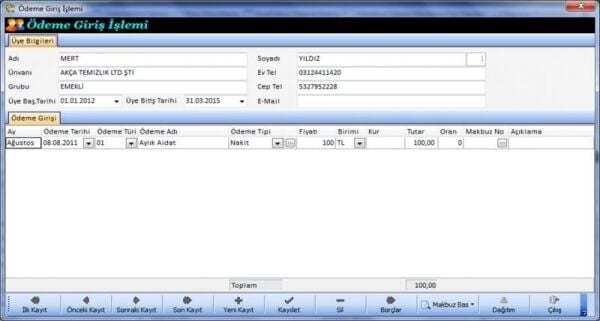 HURSOFT DERNEK MUHASEBE TAKİP PROGRAMI (SINIRSIZ ÜYE KAYIT KAPASİTELİ)