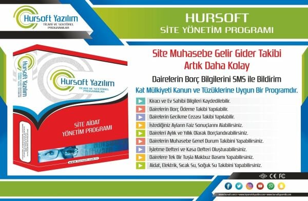 HURSOFT SİTE YÖNETİCİ PROGRAMI (300 DAİRE KAYIT KAPASİTELİ)