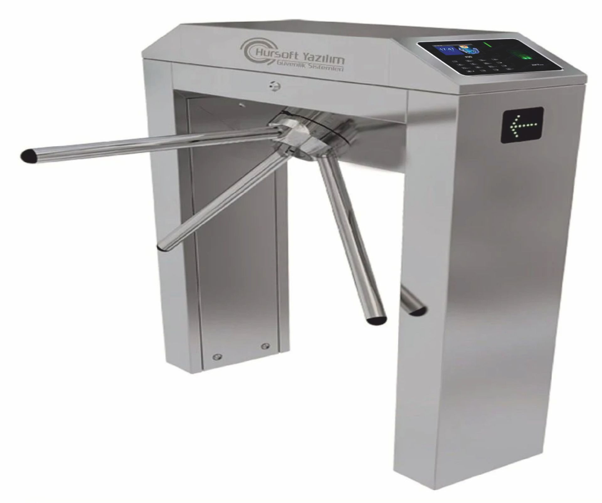 HURSOFT S470 ÇİFT AYAKLI TURNİKE (1 ADET PARMAK İZİ OKUYUCU TURNİKEYE MONTELİ)
