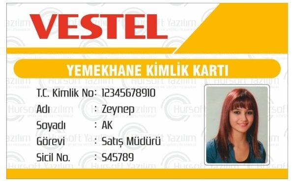 YEMEKHANE KİMLİK KARTI (PROXİMİTY - MİFARE KART BASKILI) - MATBAA BASKISI - 100 ADET KART