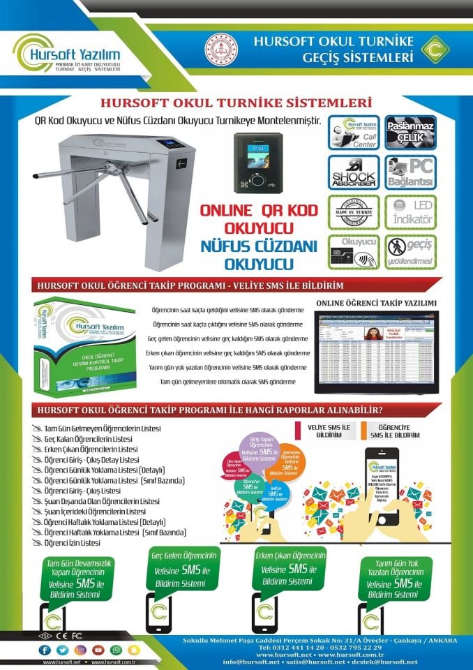 HURSOFT S660 QRKOD - NÜFUS CÜZDANI OKUYUCULU TURNİKE SİSTEMİ