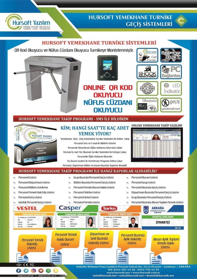 HURSOFT S660 QRKOD - NÜFUS CÜZDANI OKUYUCULU TURNİKE SİSTEMİ