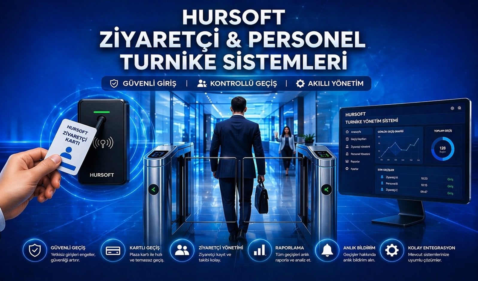 Hursoft Ziyaretci Personel Takip Programı  <br> Parmak İzi Kartlı Yüz Tanımalı ve Turnike Geçiş Sistemli