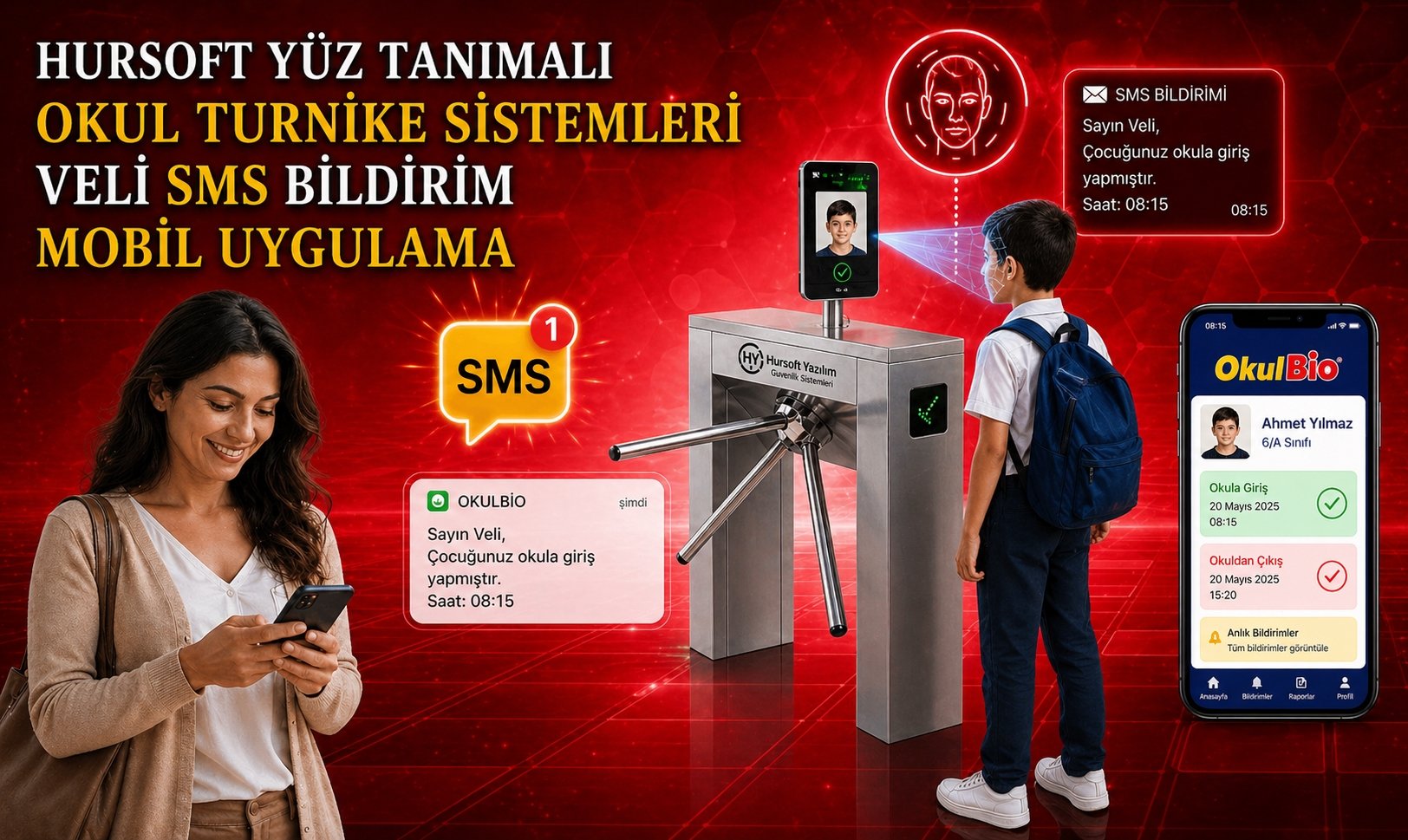 Hursoft Yüz Tanımalı Okul Turnike Sistemleri
