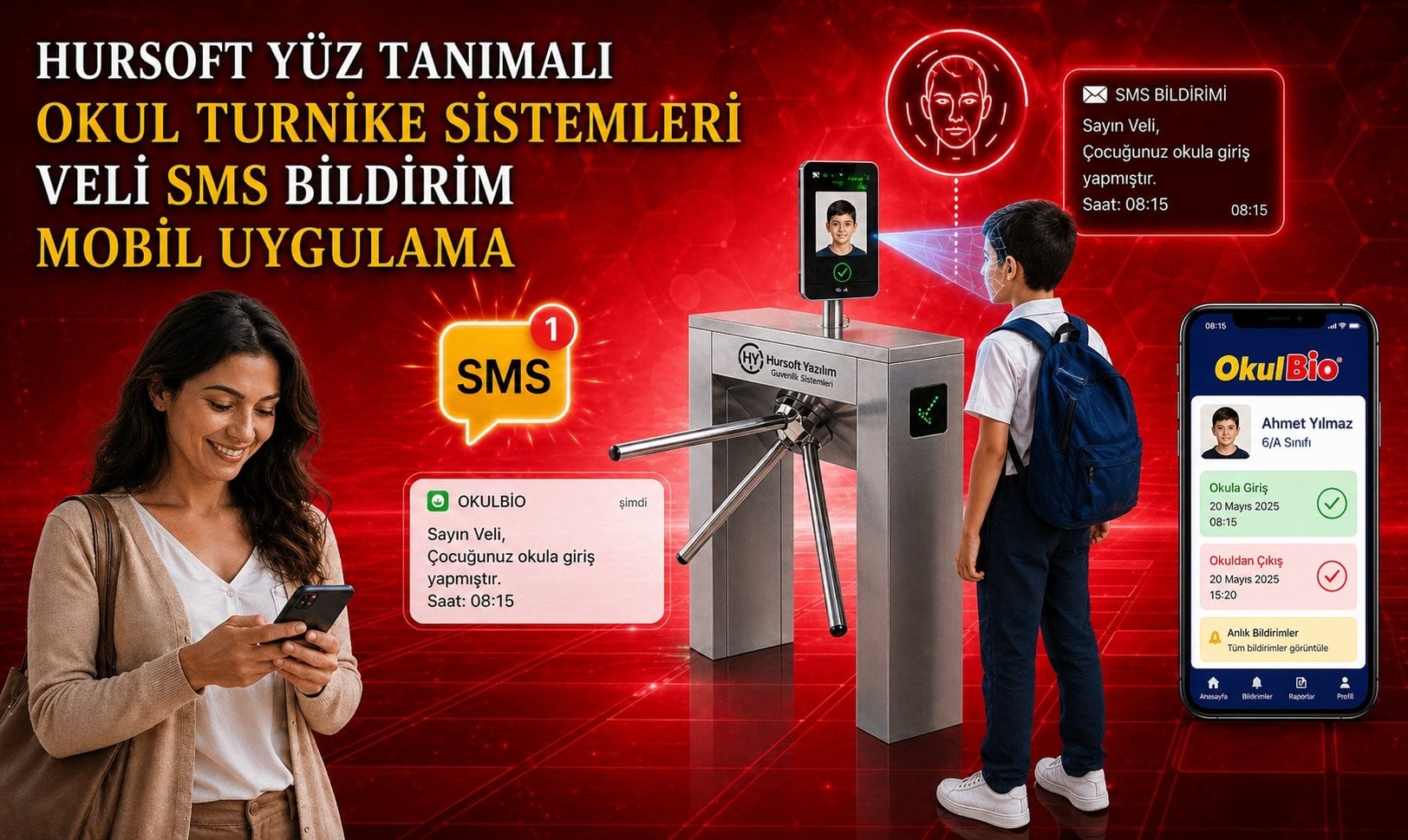 Hursoft Yüz Tanımalı Okul Turnike Sistemleri
